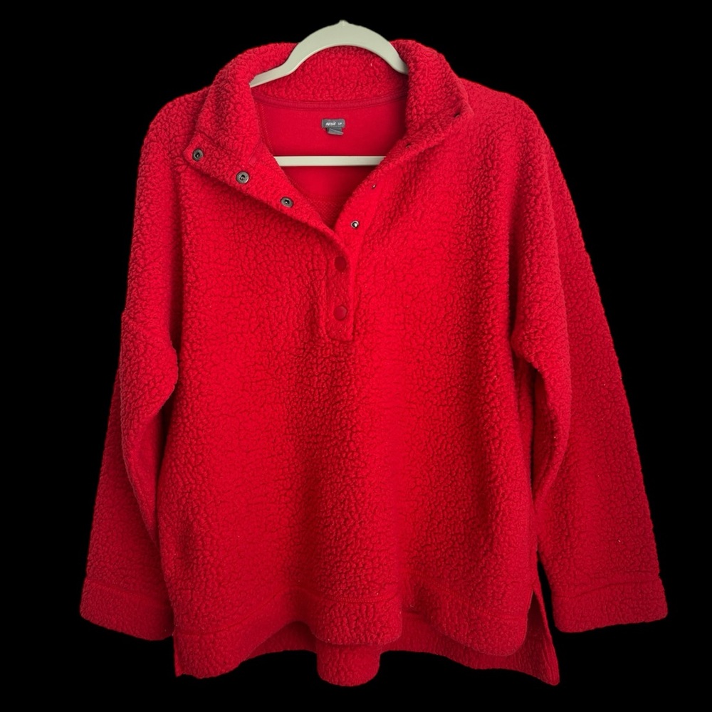 AERIE CLOUD SHERPA FLEECE JACKET SIZE SMALL PULLOVER TEDDY